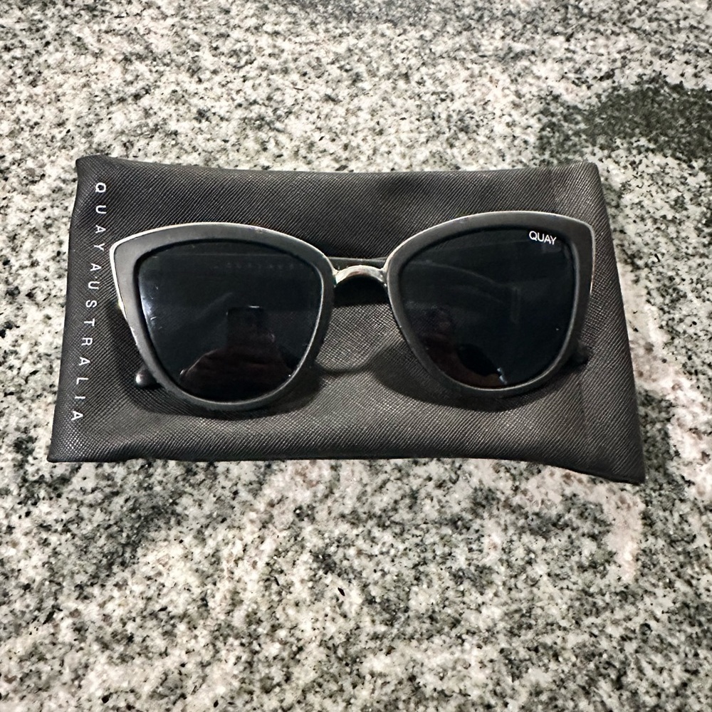 Quay Australia Dark Gray Cat-Eye Sunglasses